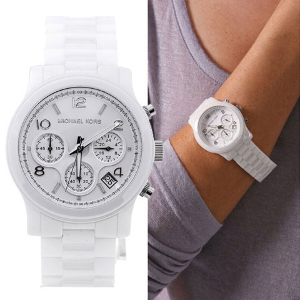 Michael Kors White Ceramic Runway Watch